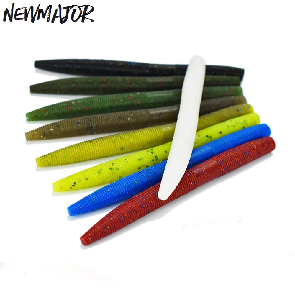 NewMajor 3/4/5 Inch PVC Soft Lure 8pcs/bag Printed Artificial Bait for Sea Fishing Attracting Trout Bass Cod River Lake Stream