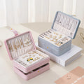 Modern Portable Multi-Layer Velvet Jewelry Storage Box with Snap Button for Earrings Necklaces Rings