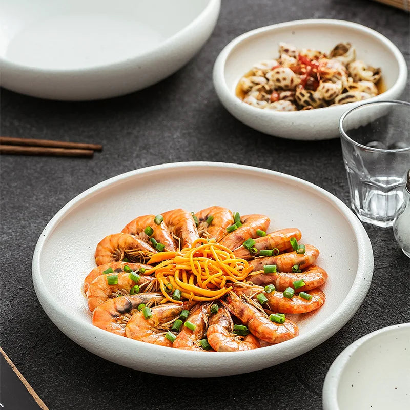 Factory Wholesale Irregular Shape Eco Friendly Large Ceramic Salad Serving Bowls Unique Porcelain Soup Bowl for Restaurant