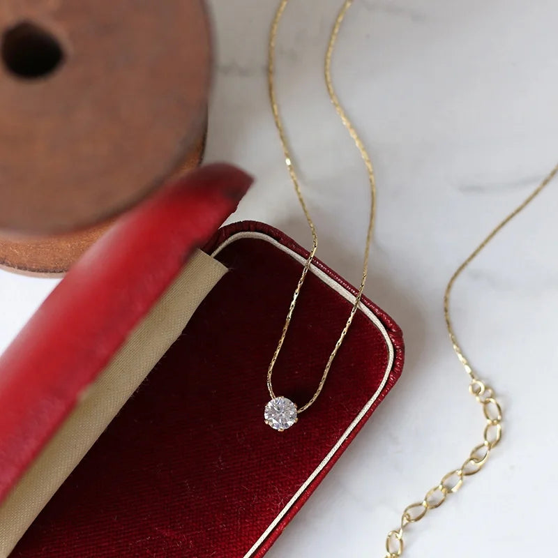 Fashion Jewelry 18K Gold Plated Stainless Steel Crystal Rhinestone Gold Pendant Necklaces Women's for Wedding Gift