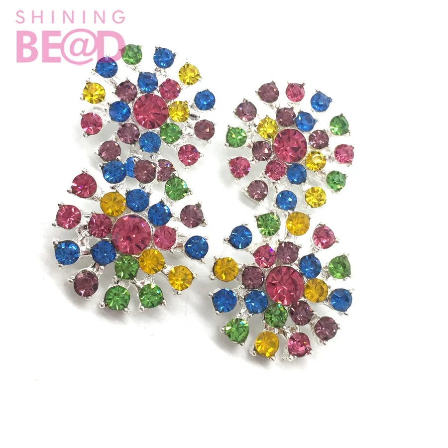 Mix Color Crystal Rhinestones Small Brooch Pins for Wedding Bridal Party Round Bouquet DIY Rhinestone Accessories