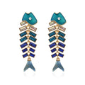 Exaggerated Celebrity Style Fashionable Simple Enamel Crystal Personalized Painted Tropical Fish Bone Earrings