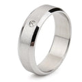 Wholesale Stainless Steel Jewelry Supplier Women Men Rings Silver Color Brushed Cubic Zircon Diamond Wedding Band Ring
