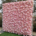 K3 White Pink Artificial Flower Wall Background 3D 5D Roll up Faux Silk Dahlia Rose Floral Panel Wall for Wedding Backdrop Decor