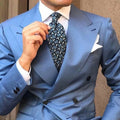 2025 New Costume Wide Top Design Blue Man Suits Male African for Groom Tuxedo for Wedding Outfit Homecoming Party Blazer Suits