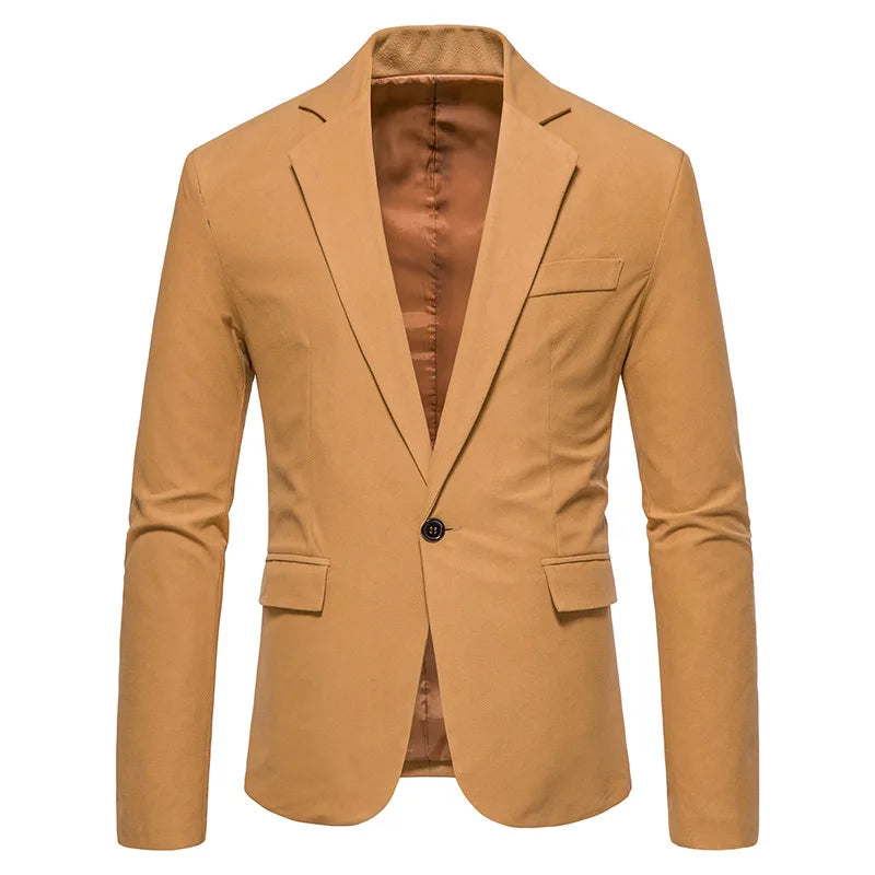 2023 New European and American Men's Suede Single Button Suit Men's Wedding Dress Suit Jacket