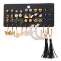 VKME 17Pairs Gold Metal Butterfly Airplane Drop Earrings Set Acrylic Pearl Crystal Tassel Pendant Hoop Earring Women Jewelry
