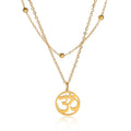 Vintage Stainless Steel Aum OM Pendant Necklace Hinduism Religious Yoga Necklace Gold Plated OM Charm Necklace Jewelry