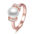 Womens Rose Gold Plated Sterling Silver Cultured Freshwater Pearl Rings