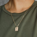 EManco Couple Necklace for Girls Square Pendant Fashion Gold Charms Stainless Steel for Women Gestures Necklace BFF Jewelry Gift