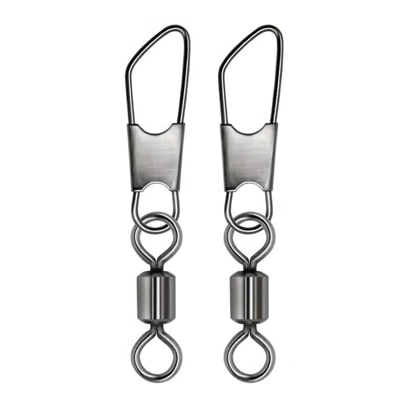 Stainless Steel Crane Swivel Interlock Snap B Shape Fishing Tackle Accessory with Snap Hook for Trolling and Diving