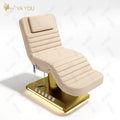 Electric 3 Motor Facial Beauty Massage Bed with Gold Metal Base and Foot Control