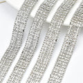 1.2cm Silver Beads Chain Rhinestone Glass Crystal Trim for Wedding Cake Clothes Shoes Bags Sew on Accessories