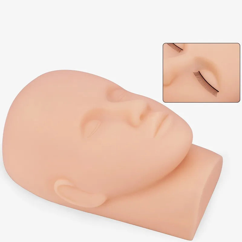 Rubber Practice Training Head Eyelash Extension Cosmetology Mannequin Head for Lashes Makeup Practice Model