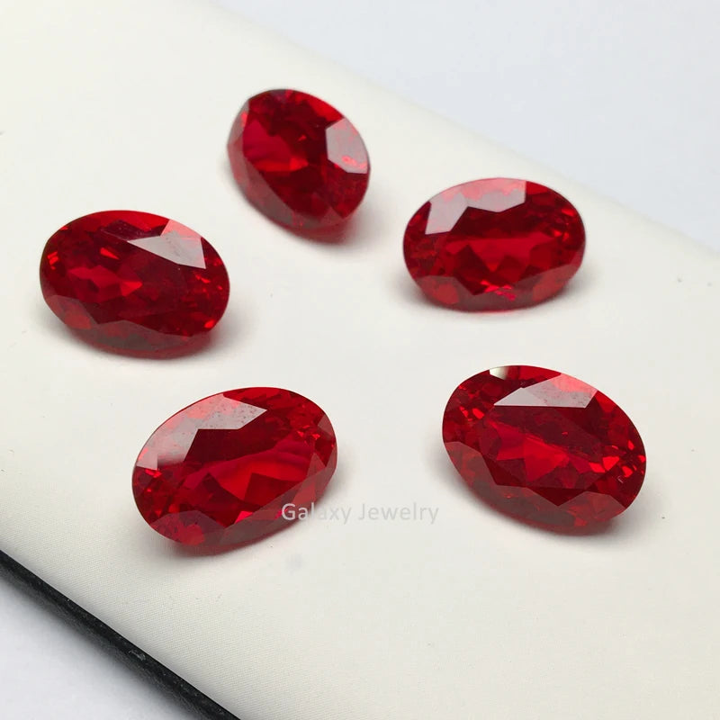 Oval Cut Lab Created Synthetic Pigeon Blood Red Ruby Loose Gemstones 9 Moh's Scale OEM/ODM Customized for Ring Earrings Necklace