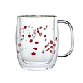 High Quality 350ml Double Wall Insulated Glass Cup Cherry Blossom Pattern Design for Coffee Milk Tea Drink Gift for Girls