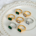 Wholesale Stainless Steel Classic Heart Zircon Ring 18K Gold Plated Personality for Women Luxury Jewelry