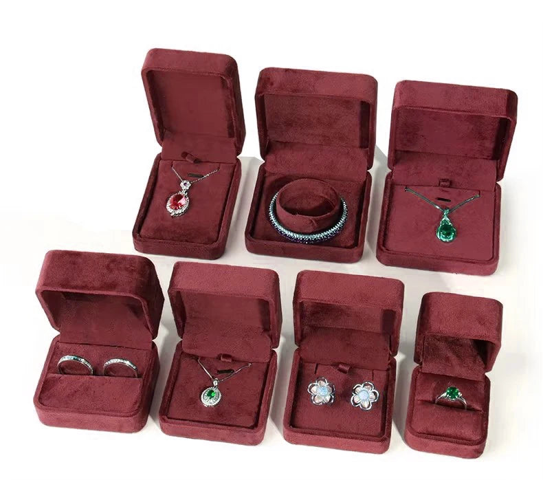 Handmade Ring Bracelet Pendant Flannel Jewelry Box Custom Velvet Jewelry Box with Logo Factory Outlet Packaging