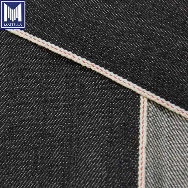 Stock Wholesale 13oz Dark Blue Redline Twill Woven 55% Cotton 45% Hemp Selvedge Denim Fabric for Men Boys Girls Jeans