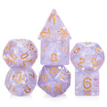 DNDND 7-Piece Polyhedral Resin Gold Glitter Dice Set with PE Bag 16mm Size Square Shape for D&D & Role Playing Games