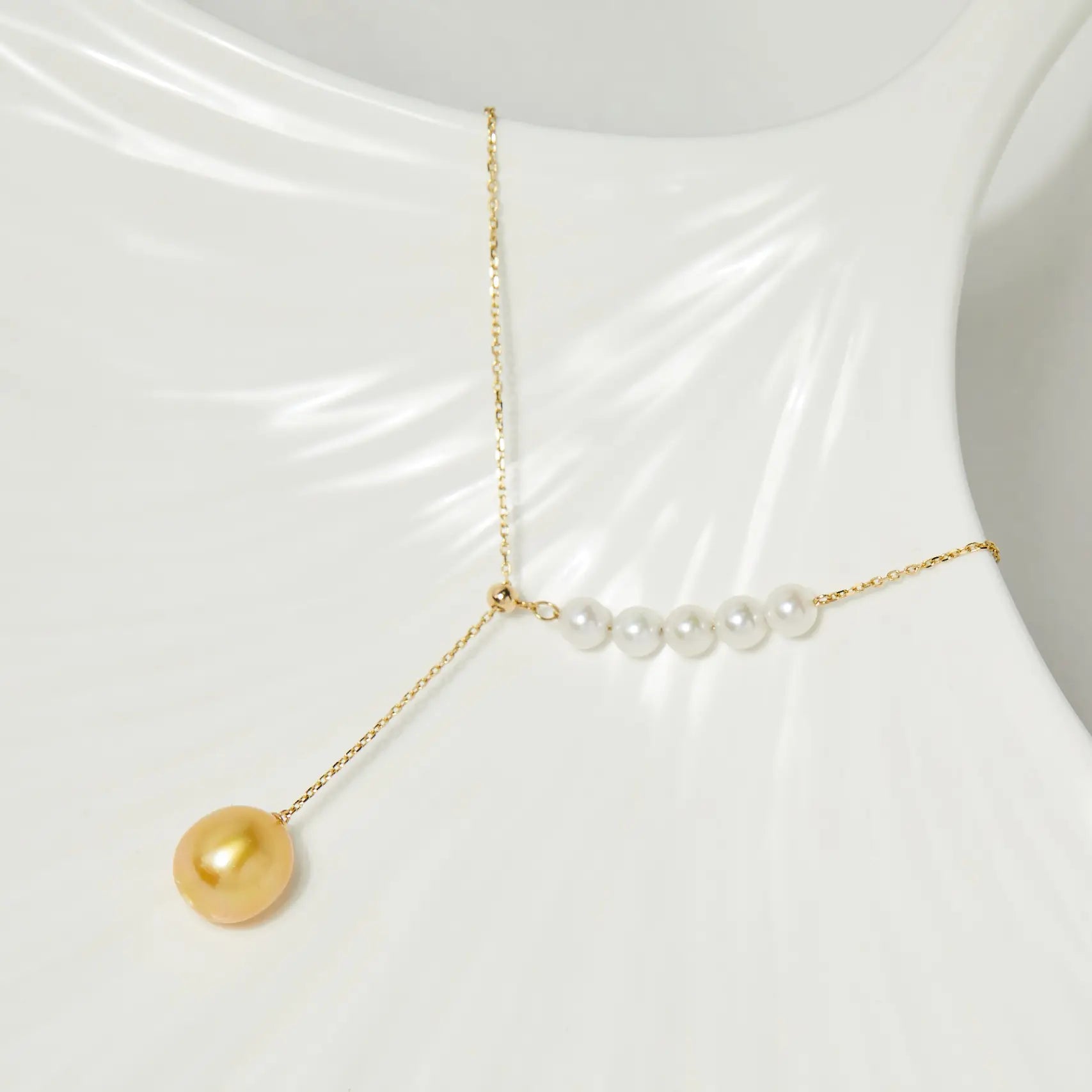 Luxury Bespoke 18K Solid Gold Pearl Necklace - Handcrafted Custom Personalized Fine Jewelry Anniversary Engagement Bridal Gift
