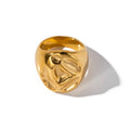 LUCKYDG Custom Women's Fashion Ring 18k Gold Plated Waterproof Hypoallergenic Stainless Steel Wholesale Molten Design MegaBDM
