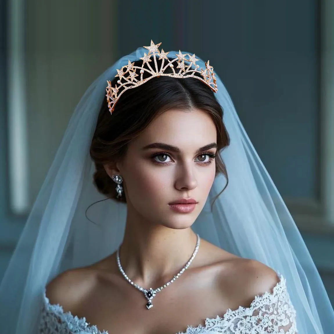 Chinese Korean Elegant Vintage Bridal Wedding Anniversary Crown with Claw Setting Rhinestone Crystal Hair Accessory for Bride