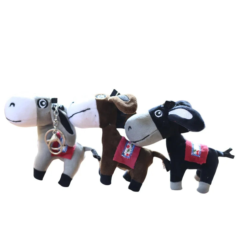 Cartoon Soft Donkey Animal Toy Plush Keychain Cute Stuffed Bag Charm Key Chain Doll Backpack Accessories for Kids Claw Machine