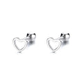 Fashion Simple Hollow 925 Sterling Silver Heart Shape Ball Stud Earrings for Women