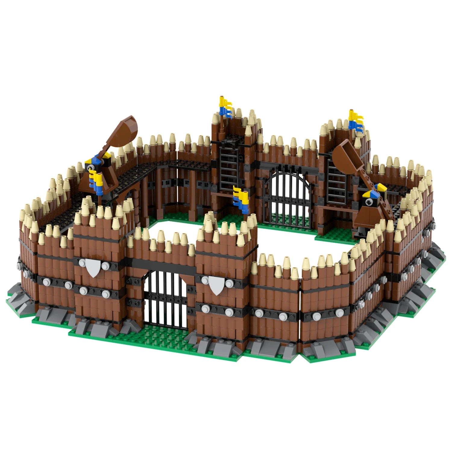 MOC5082   Western Castle Gate Pitching Stone City Wall Corner Guard Defense Bricks DIY Building Block Sets Toys Kids