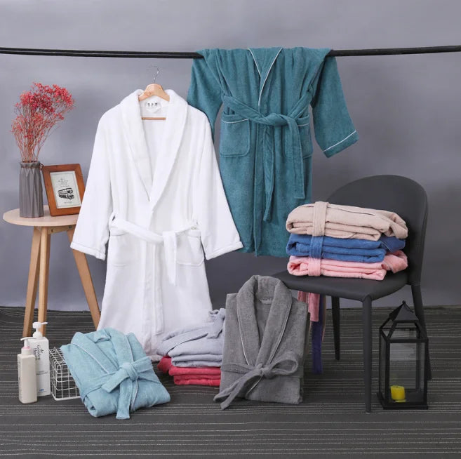 White Bathrobe New Design Soft Skin-Friendly 100% Cotton Terry Embroidered logo Robe Towel for 5 Star Hotel Spa