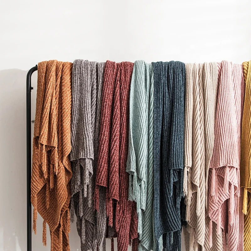 Wholesale for Home Decorative Soft Tassel Crochet Simple Chenille Rugs for Living Room Knitted Throw Blanket MGE MegaBDM