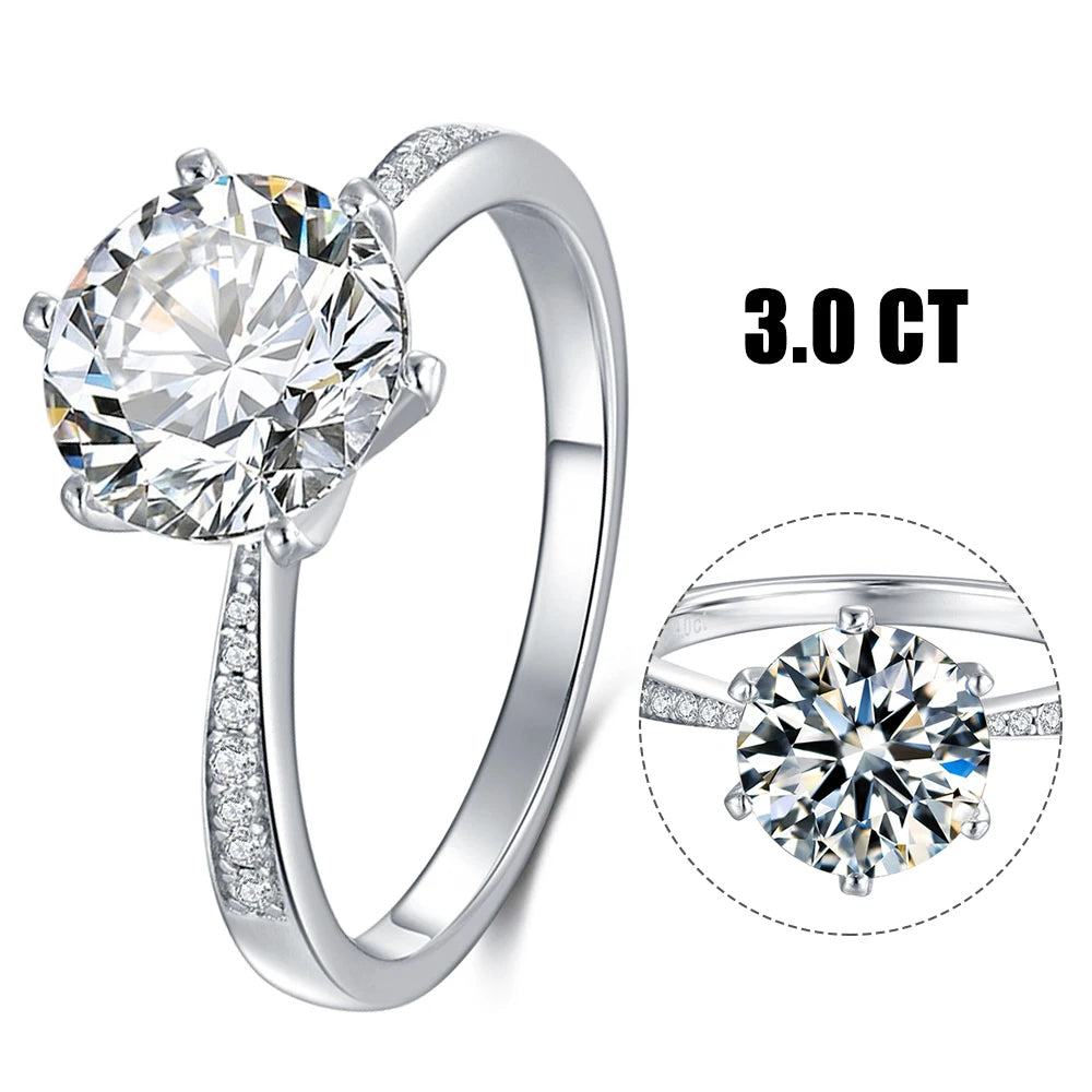 Abiding Jewelry Factory Women Fashion Customized Jewellery 925 Sterling Silver 3CT Moissanite Ring