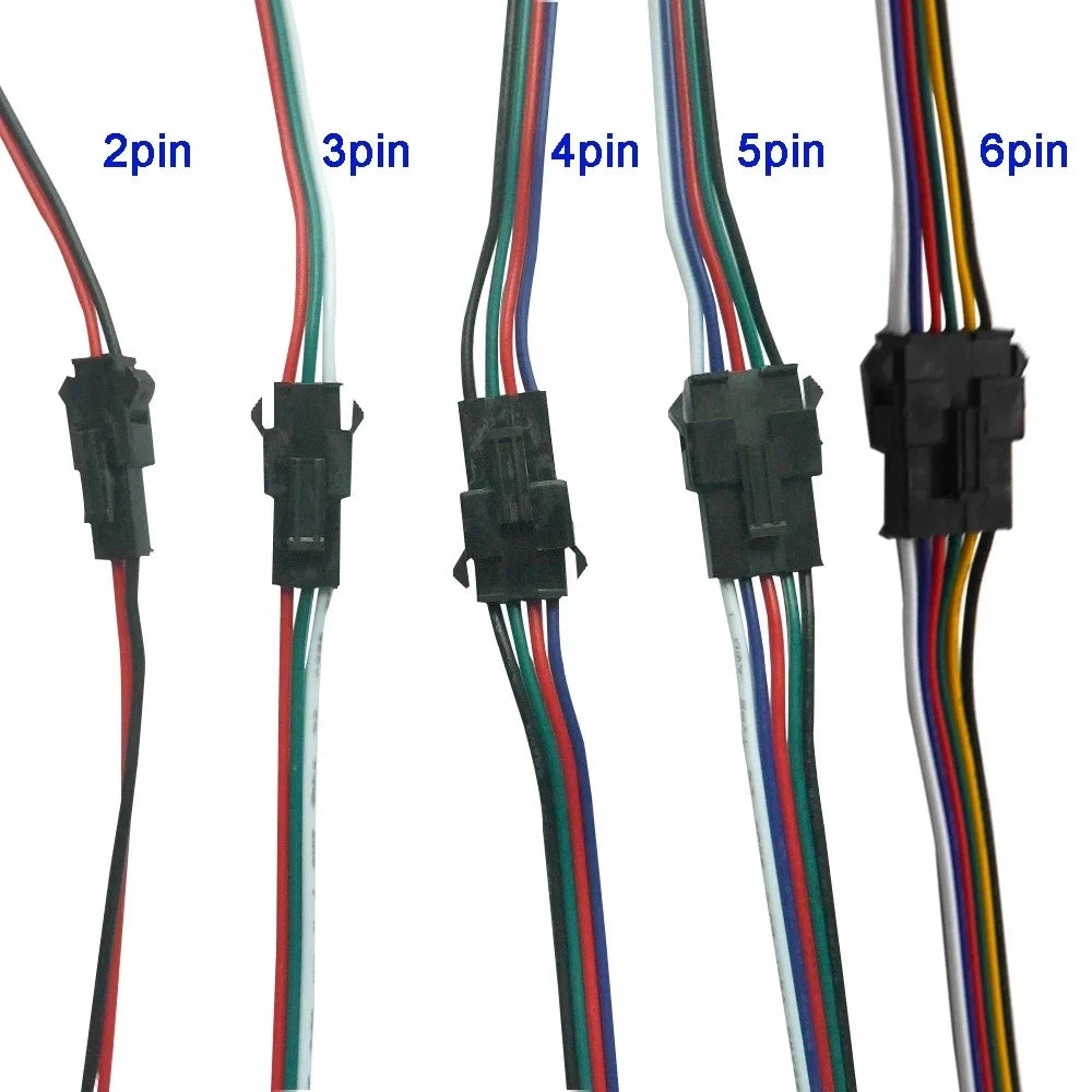 2pin 3pin 4pin 5pin 6pin JST SM LED Connectors Male Female Connector for WS2812B  WS2811 Addressable LED Pixel Strip Lights