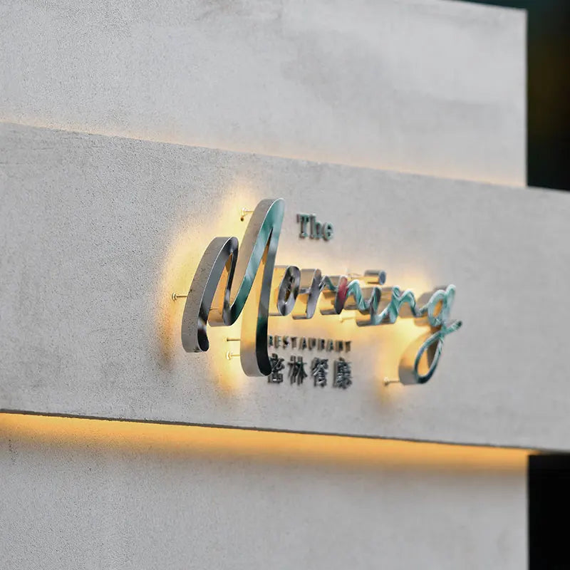 3D Mini Crystal Backlit Eco-friendly Stainless Steel Letters Luminous Indoor/Outdoor Signboard for Taxi Home Park Company Mall