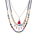 DUYIZHAO Hot Sales Bohemian Fashion Jewelry Ethnic Multi-layer Bead Chain Tassel Pendant Holiday Necklace for Women Wholesale