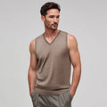 Lightweight  Men's Sleeveless Knit Vest Fine-Gauge Merino Wool V-Neck Sweater for Layering