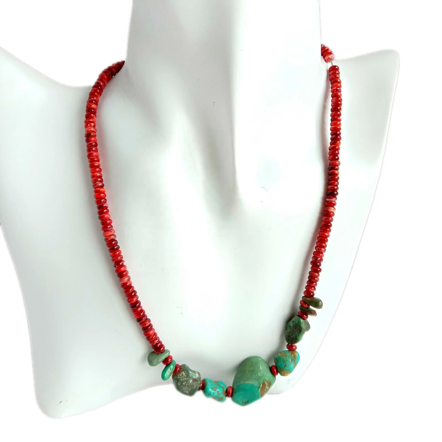 Natural spiny oyster turquoise 925 Sterling Silver necklace Crystal Beaded Necklace