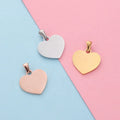 MECYLIFE Custom Engraved Blank Stainless Steel Heart Charm Pendant Necklace Mirror Polished Charms