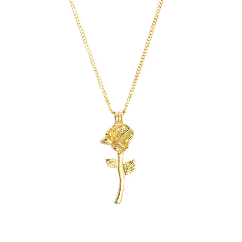 Rainbowking Dainty S925 Sterling Silver Rosary Charm 18k Gold Plated Flower Pendant Chain Necklace for Women Jewelry Accessories
