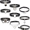 Fashion Cosplay Punk Gothic PU Leather Collar Heart Round Spike Collar Choker Necklace Body