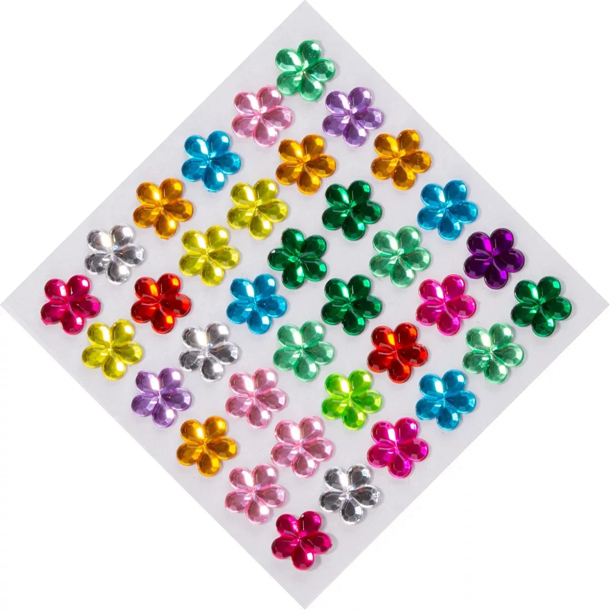 10mm 36pcs Flower Shape  Self-Adhesive Rhinestone Stickers Crystal Gem Stickers Assorted Colors and Shapes