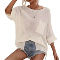 Spring/Summer New Women's Knitting Loose Solid Color Fashion Pullover Knitting Shirt