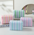 2026 Newest Fresh Stripe Bubble Makeup Bags Large Capacity Portable Seersucker Pillow Organizer Custom Labels Logo Toiletry Bags