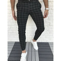 2022 New Arriving Check Pants Wholesale Super Stretchy Grey Plaid Chinos Slim Fit Chino Trousers Men