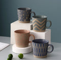 12oz Nordic Retro Vintage Custom Creative Ceramic Cream Coffee Mug Mugs Cute Cup Sustainable HANDGRIP Custom