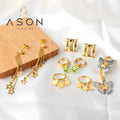 Ason Stainless Steel Long Wire Tassel Thread Chain Earrings Size butterfly Crystal Star Triple Hoop Earrings for Women