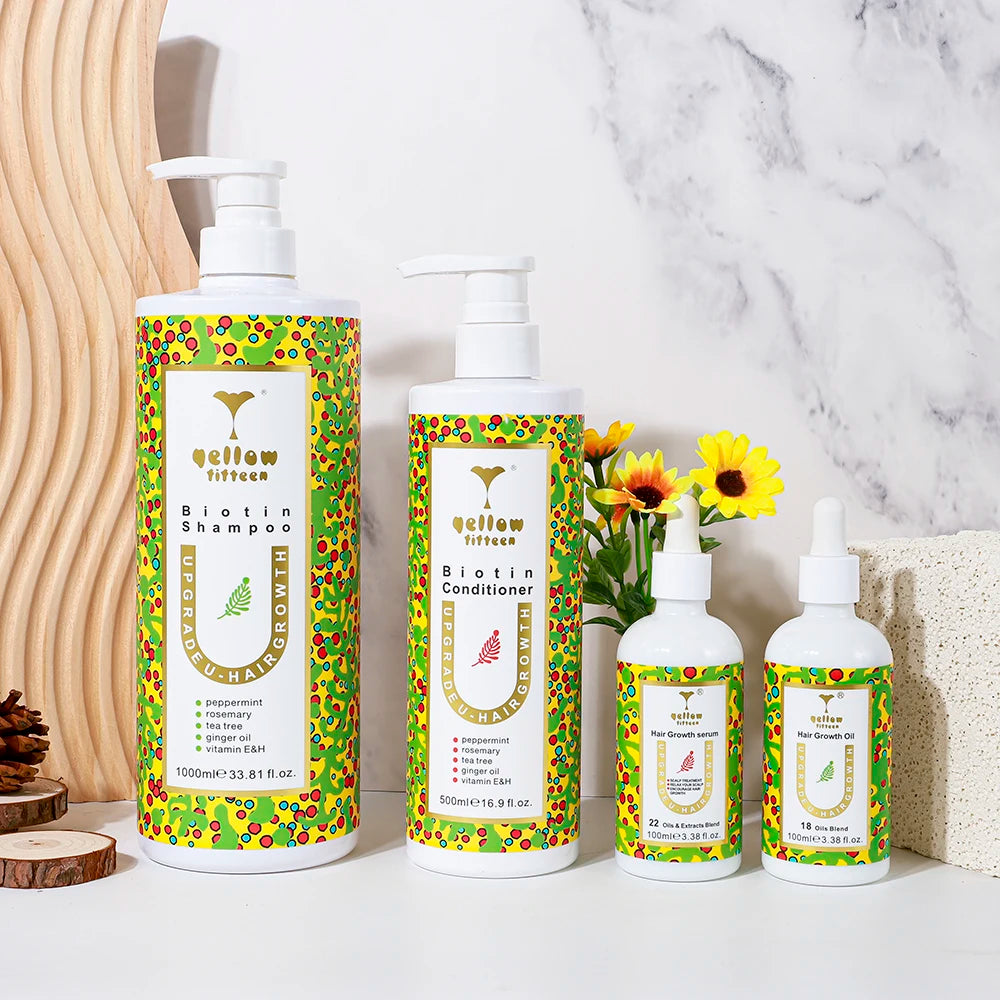 Wholesale Ginger Biotin Black Hair Grow Shampoo Mint Conditioner Sets Organic Rosemary Shampoo and Serum Oil Hair Growth
