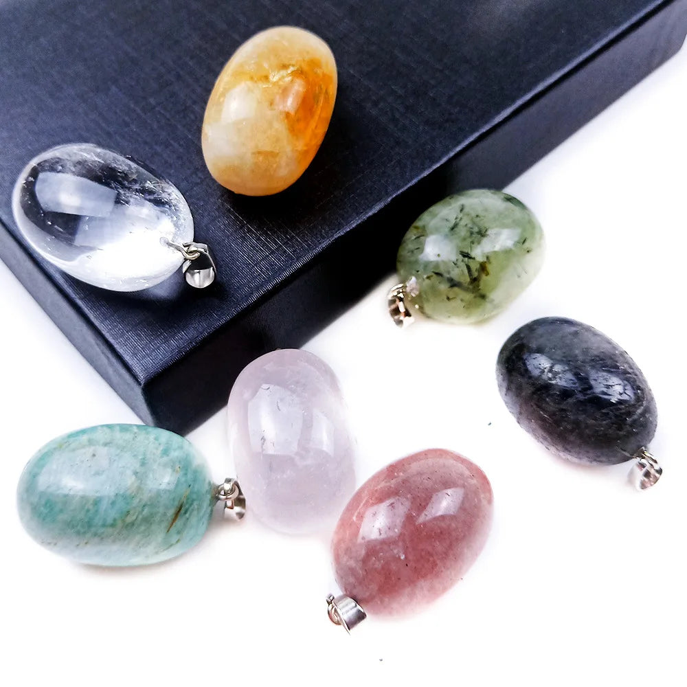 Hongzhuo Natural Chakra Crystal 925 Sterling Silver Handmade Irregular Stone Pendant Jewelry Pendant for Woman Jewelry