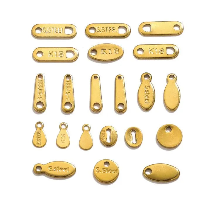 Stainless Steel Extension Chain End Tags Personalized Metal Text Laser Tags with Brand Logo for Jewelry Engraved Charms